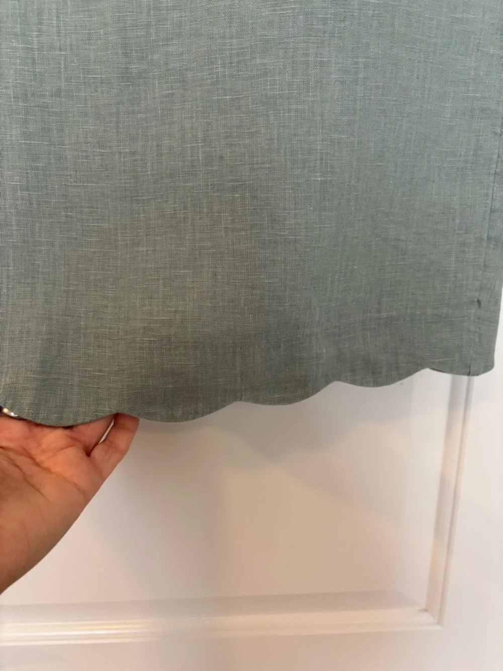 Abercrombie & Fitch Sage Green Scalloped Hem Linen Midi Skirt Coastal Small - Picture 4 of 9